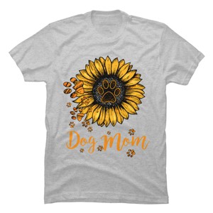 Men's Design By Humans Mother's Day Dog Mom Sunflower Paw By dodorindesign T-Shirt - 1 of 2