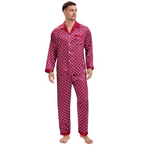 INSPIRE CHIC Men's 2 Pieces Button Down Printing Sleepshirt Casual Pattern Pajamas Set - 1 of 4