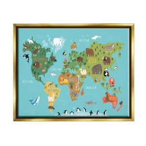 Stupell Industries Country Animals World Map Continents Wildlife Diagram Floater Canvas Wall Art - 1 of 4