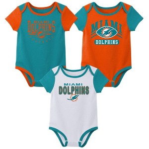 NFL Miami Dolphins Infant Boys' 3pk White Bodysuit - 1 of 4