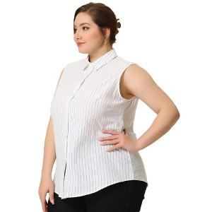 Agnes Orinda Women's Plus Size Sleeveless Office Work Button-Down Tank Top - 1 of 4