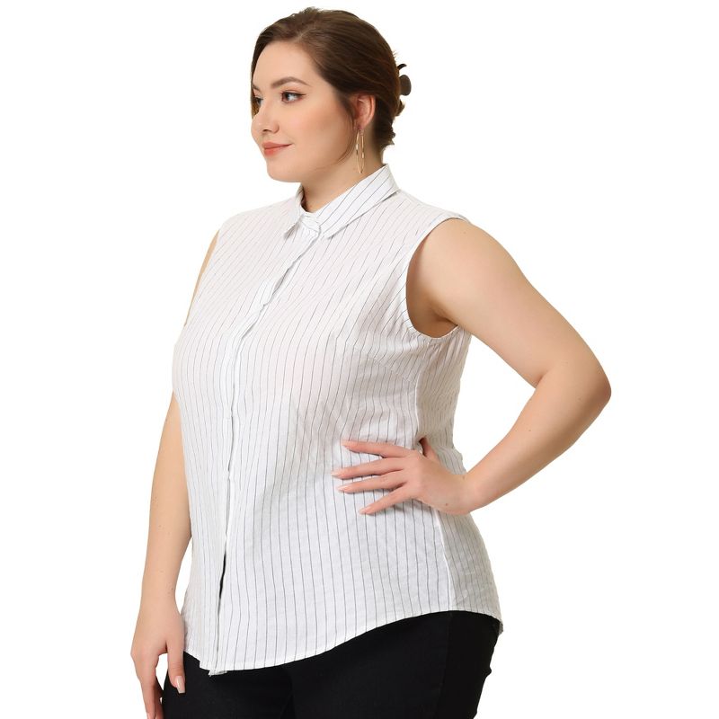 Agnes Orinda Women's Plus Size Fashion Sleeveless Office Button-Down Tank Top, 1 of 8