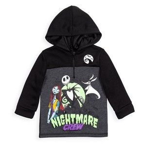 Disney Nightmare Before Christmas Fleece Jack Skellington Oogie Boogie Sally Quarter Zip Hoodie Little Kid - 1 of 4