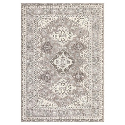 5 x 7 ft Chenille Natural Rectangular Living Room Bedroom Dining Room Office Floral Print Vintage Machine Washable Area Rug