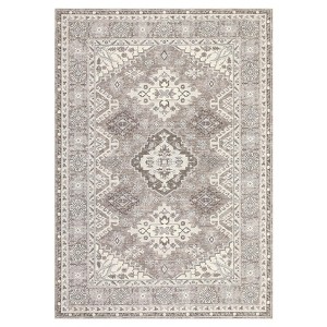 5 x 7 ft Chenille Natural Rectangular Living Room Bedroom Dining Room Office Floral Print Vintage Machine Washable Area Rug - 1 of 4