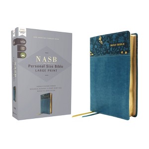 Nasb, Personal Size Bible, Large Print, Leathersoft, Teal, Red Letter, 1995 Text, Comfort Print - by  Zondervan (Leather Bound) - 1 of 1