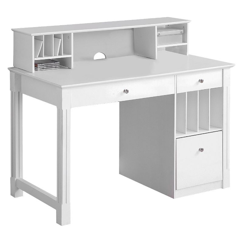 Home Office Deluxe White Wood Storage Computer Desk with Hutch - Saracina Home, 1 of 6