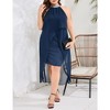 Plus Size Halter Neck Sleeveless Cocktail Dress Tulle Wedding Guest Party Midi Dresses - 2 of 4