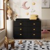 Nursery Dresser with Changing Table Top, Baby Dresser with 6 Drawers, Power Outlets, Removable Soft Pad & Safety Rails for Bedroom - 2 of 4