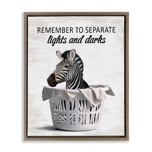 Stupell Industries Separate Laundry & Zebra Floating Frame Canvas Art - 1 of 4
