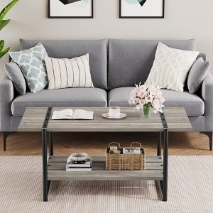 Coffee Table for Living Room, Farmhouse Style Center Table with Storage Shelf - 1 of 4