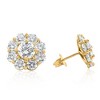 Pompeii3 3Ct Diamond Halo Studs 14k Yellow Gold EX3 Lab Created - 2 of 4