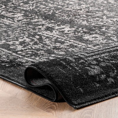 Arlena Black 4' x 6' Synthetic Stain-Resistant Area Rug