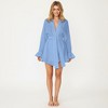 Anna-Kaci Lounge Women's Wrap Tie Front Night Robe and Ruffle Shorts 2-Piece Set - 3 of 4