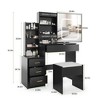 Makeup Vanity Desk with Mirror, Vanity Table and Chair Set, 3 Color Modes Adjustable, Multi-Layer Shelves and Drawer Storage, for Bedroom - 3 of 4
