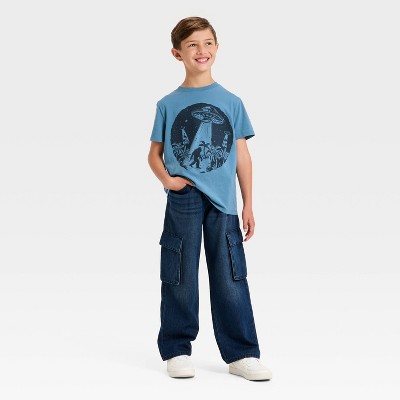 Детские Cat & Jack Boys' Short Sleeve Alien Graphic T-Shirt - Cat & Jack™ Steel Blue M — фото 4
