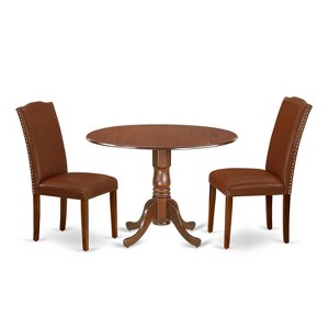 Round Kitchen Table Set - 3pc Coastal Craftsman Table w/ 2 Chairs - 42 Inch Dining Table - 1 of 4