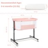Kinder King Baby Folding Bassinet w/Wheels,Portable Newborn Bedside Sleeper All-Sided Mesh Infant Crib Removable Soft Mattress - 3 of 4