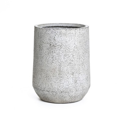 LuxenHome 22" H Concrete Tall Planter Large Outdoor Indoor Decorative Plant Pot with Drainage Hole and Plug Rustic Distressed Flower Pot Gray