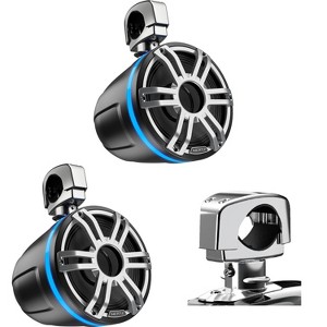 Hertz 1 Pair HTX 8H S-FL-G Marine Tower Horn 8'' with Gray Sports Grille and HTX Clamp 1 Optional Clamp - 1 of 3