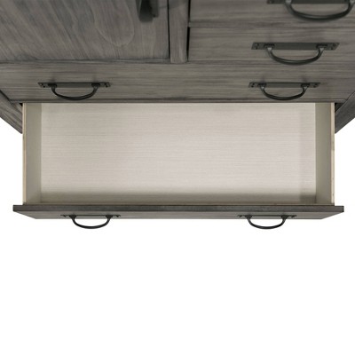 Gray Industrial Solid Wood Gentleman's Chest with Black Metal Trim