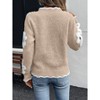 Women's V-Neck Long-Sleeve Sweater Casual Color-Block Lace Collar Jacquard Pullover - 2 of 4