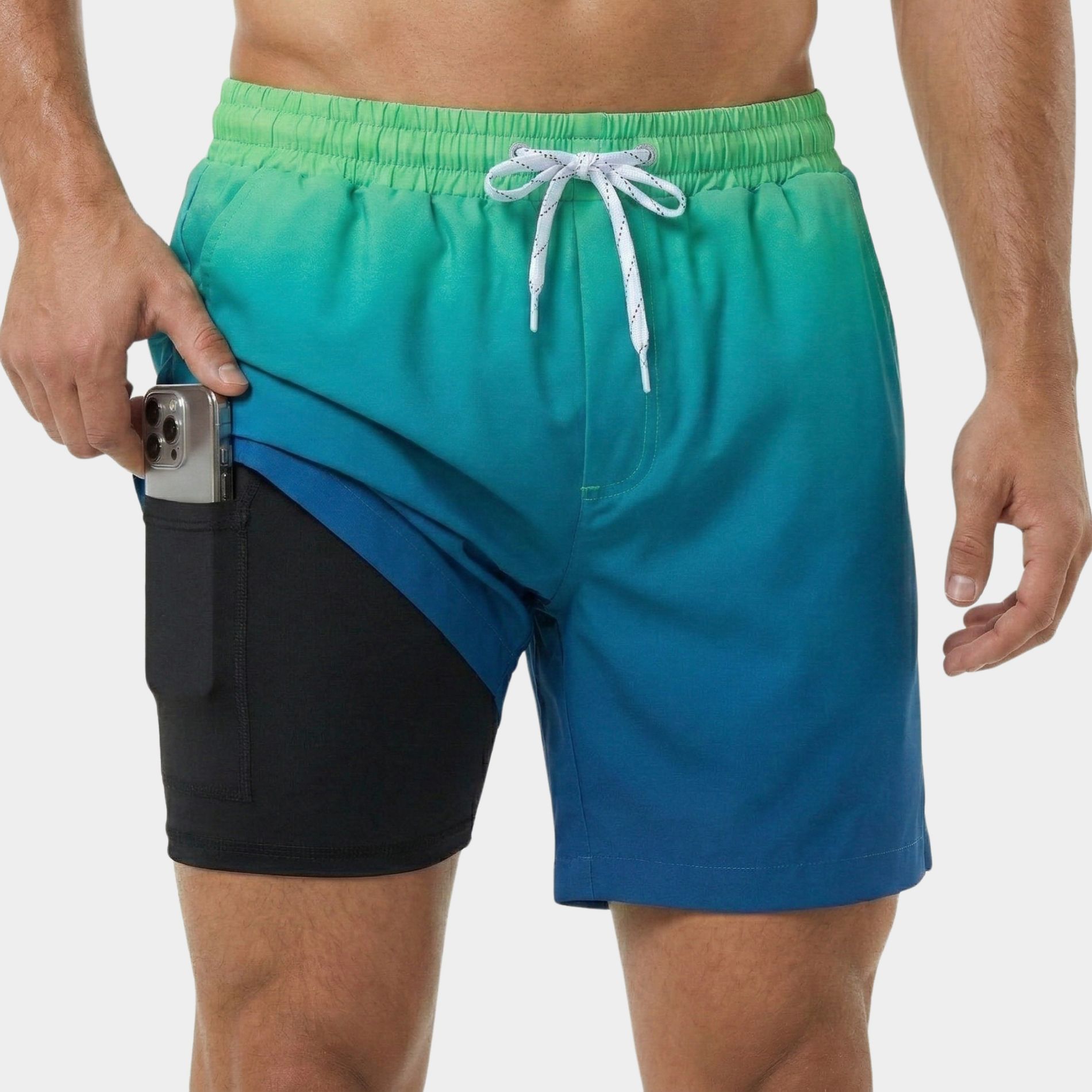Rokka&Rolla Men's 7'' Stretch Swim Shorts with Compression Liner
