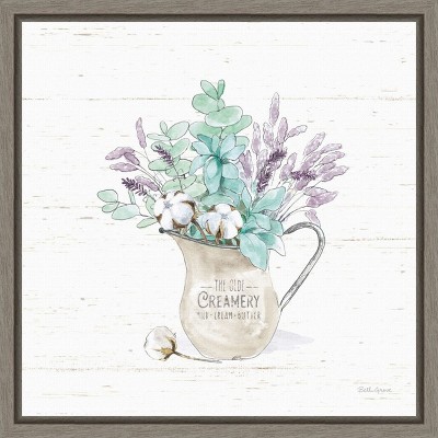 Amanti Art Farmhouse Cotton II Bouquet in Vase by Beth Grove Canvas Wall Art Print Framed 16 x 16-in.