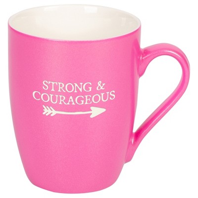 Elanze Designs Strong & Courageous Princess Pink 10 ounce New Bone China Coffee Cup Mug