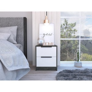 TIRAMISUBEST Oak Nightstand with Two Drawers, Modern Bedside Table for Small Spaces - 1 of 4