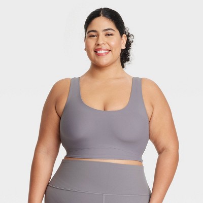 Women's Everyday Soft Medium Support Longline Sports Bra - All In Motion™ Gray XXL: Moisture Wicking, Quick Drying