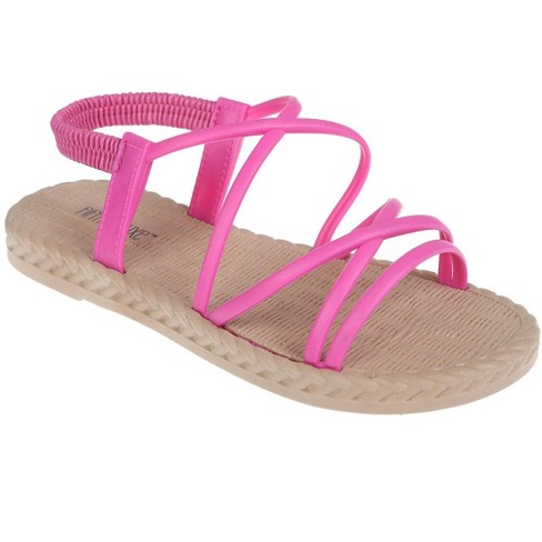 Fifth Luxe Cute Strappy Sandals For Women Comfortable Beach Sandals For Women Casual And Dressy Flats With Braided Outsole Fuchsia 5 6 Target