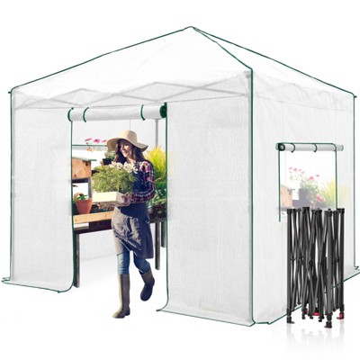 EAGLE PEAK 10'x10' Portable Walk-in Greenhouse with Zippered Doors and Windows, PE Cover