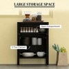 Okak Natural Nordic Style Coffee Bar Cabinet with Open Shelf & Rattan Doors,Storage Sideboard Buffet Cabinet for Corner,Dining Room - 3 of 4