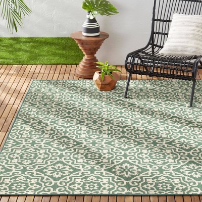Danica 6' x 9' Green/Beige Geometric Synthetic Area Rug