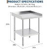 24x24x30 NSF Stainless Steel Equipment Stand, 400 lb Heavy-Duty Grill Table with Adjustable Legs & 2" Backsplash for Commercial Restaurant Kitchen - 2 of 4