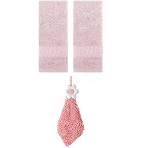 REGALWOVEN 3 Pcs Soft Absorbent Hand Towel Bathroom Decorative Set - 1 of 4