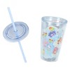 Hello Kitty and Friends x Care Bears Allover Cloud Character Design Reusable Tumbler 16 oz Acrylic Travel Cup with Lid and Straw Blue - 3 of 3