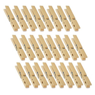 Wooden Clothespins - 24-Pack Large Clothespins for Shirts, Sheets, Pants, Decor- Made Of Natural Wood