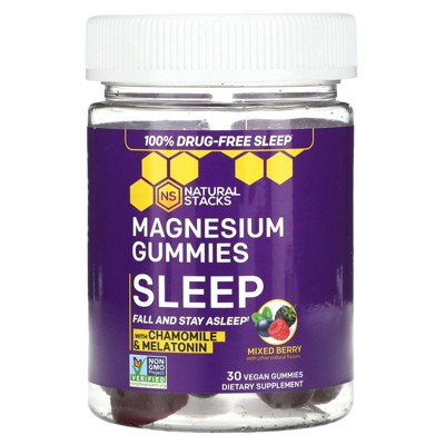 Natural Stacks Magnesium Gummies, Sleep, Mixed Berry, 30 Vegan Gummies