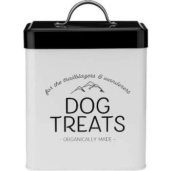 Amici Pet Scout Dog Metal Food Canister, 96 oz. , White w/ Black Lid