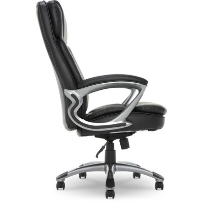 Executive Swivel Office Chair with Lumbar Support, Black Faux Leather