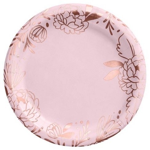 Blush Pink Floral Paper Plates