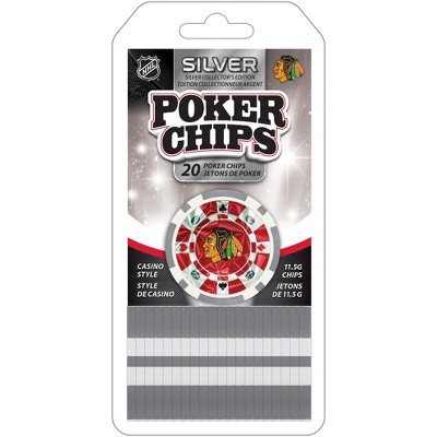 MasterPieces Casino Style 20 Piece 11.5 Gram Poker Chip Set NHL Chicago Blackhawks Silver Edition