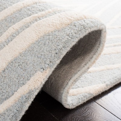Hand-Tufted Cambridge Navy and Ivory Wool 4' Square Rug