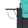 vidaXL 6 Piece Garden Sofa Set with Cushions Black Poly Rattan - Black and Blue - 3 of 4