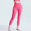 NAYSAYE L Women Yoga Pant Leggings Ribbed Solid High-Waisted Tummy Control Seamless Soft Gym Outfit Yoga Pants for Women Leg Training, Pink - 2 of 4