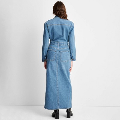 Universal Thread Women's Long Sleeve Denim Shirt Maxi Dress | eBay