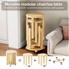 Lyngins 4-Piece Stackable Solid Wood Stool Set/Round Side Table, Bedroom Nightstand, Small End Table, Dining Stools (2 with Locking Wheels), Natural - 3 of 4