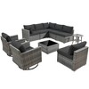 Ovios Venice 10pc Wicker Outdoor Patio Furniture Set Conversation Sofa Sectional with a Swivel Chair and Cushions - 2 of 4